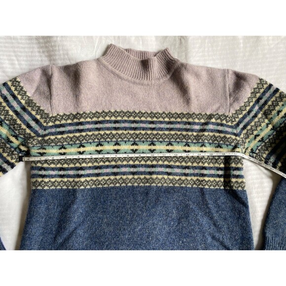 Vintage 90's Y2K Eddie Bauer Fair Isle Wool Sweater Mock Neck Women's Size S - Picture 11 of 14
